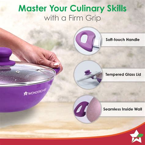 Shop Nonstick Wok With Lid Purple,26cm Online At Best Price ...