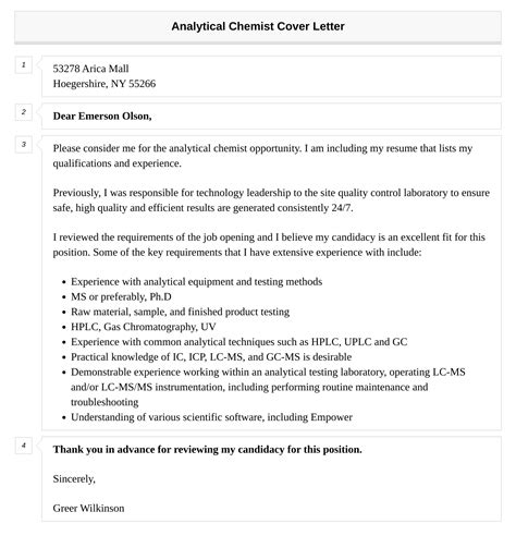 Analytical Chemist Cover Letter | Velvet Jobs