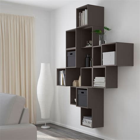 EKET wall-mounted cabinet combination, dark grey, 175x35x210 cm (687 ...