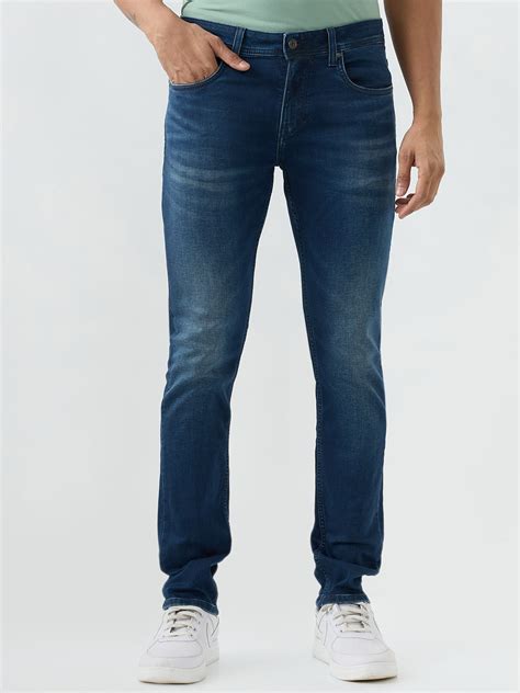 Men Dark Blue Slim Fit Low Rise Jeans
