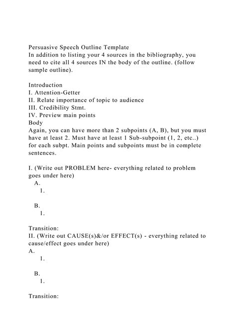 Persuasive Speech Outline TemplateIn addition to listing your 4 .docx