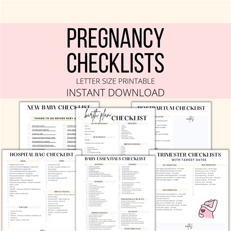 Pregnancy Checklists Bundle Printable, Pregnancy Planner to Do Lists ...