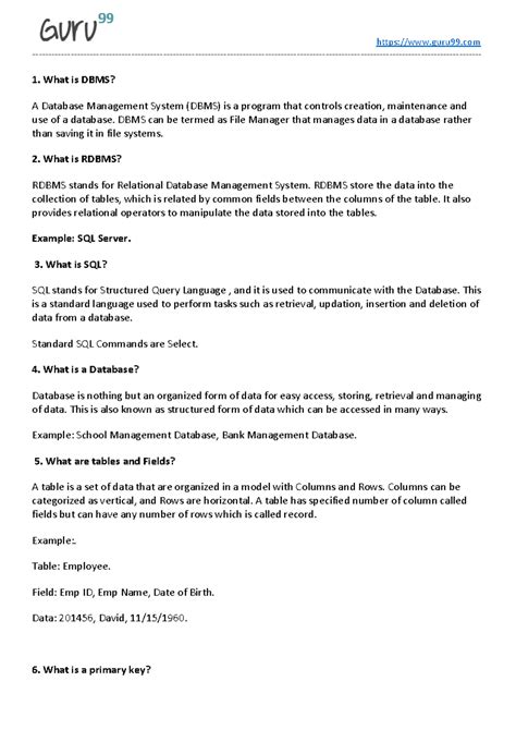 SQL Interview Pdf - 1. What is DBMS? A Database Management System (DBMS ...