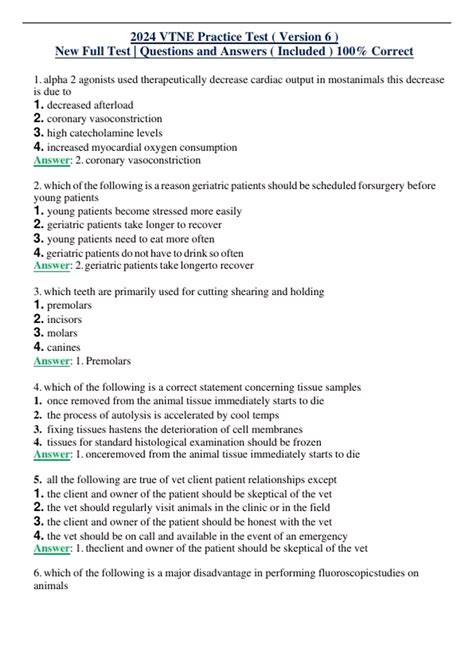 2024 VTNE Practice Test ( Version 6 ) New Full Test | Questions and ...