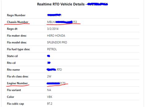 How to find engine number and chassis number online