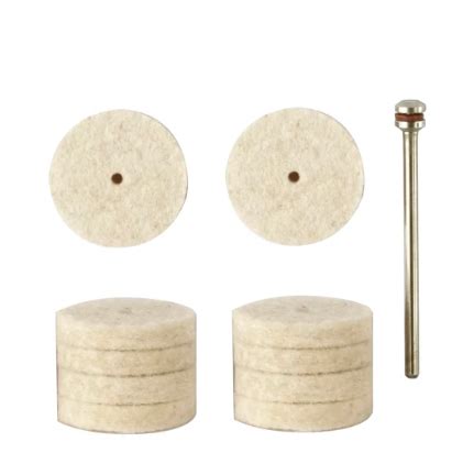 Proxxon - Felt polishing discs, 22 mm diameter, 10pcs + Arbor - 28798