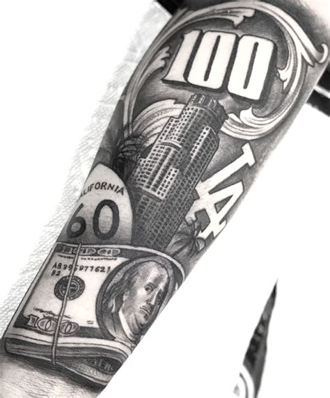 Money Tattoo: 50 Dollars on man's arm