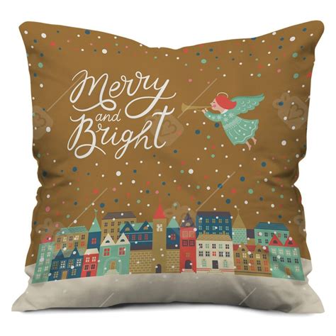 Buy Indigifts Merry & Bright Print Brown Cushion Cover 12x12 with ...