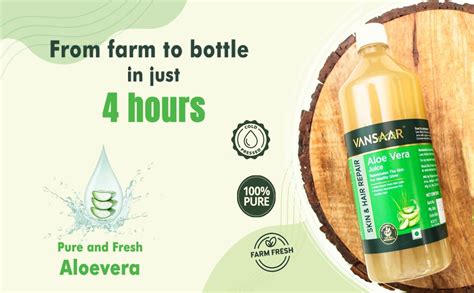 Vansaar Aloe Vera Juice - 1L | For Glowing Skin & Healthy Hair | 100% ...