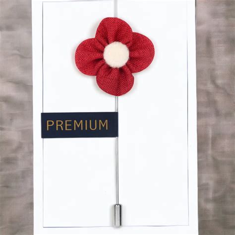 Buy The Four Petal Classic Flower - Red, White Brooch Lapel Pin Online ...
