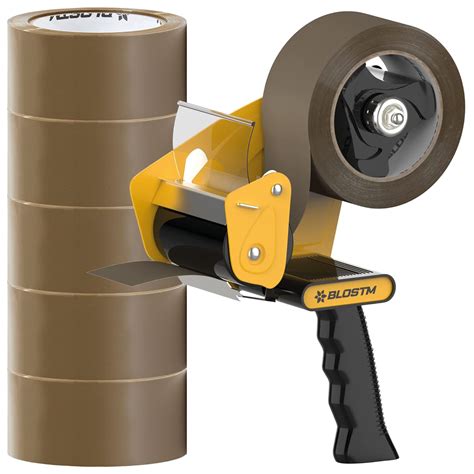 BLOSTM Tape Gun & Strong Packing Tape 6pcs - Brown Parcel Tape ...