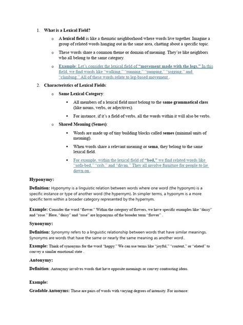 Image result for Lexical Field Examples