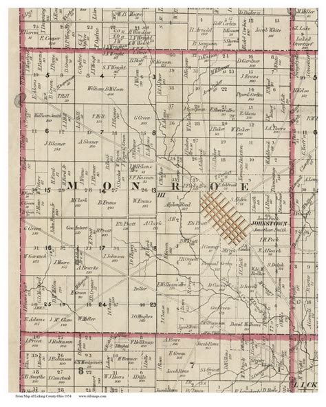 Monroe, Ohio 1854 Old Town Map Custom Print - Licking Co. - OLD MAPS