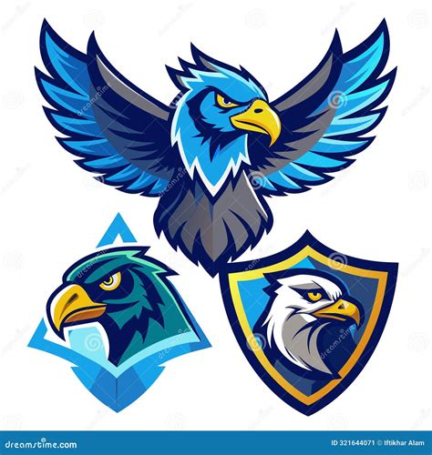 Four Colorful, Illustrated Logos Featuring Hawks, Eagles, and Falcons ...