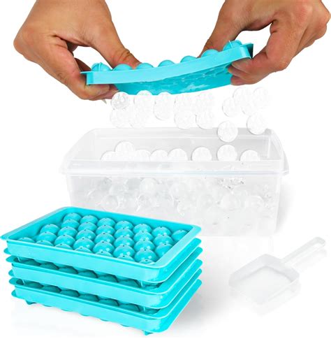 Amazon.com: Round Ice Cube Trays for Freezer,Small Ice Cube Tray with Lid and Bin,Round Ice Cube ...