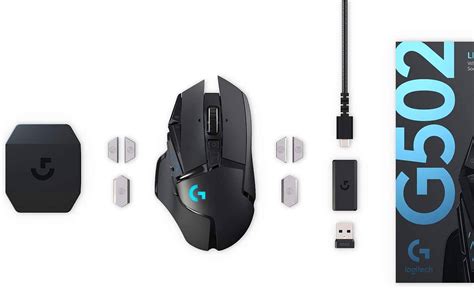 Logitech G502 Lightspeed Wireless Gaming Mouse, Hero 16K Sensor - Black
