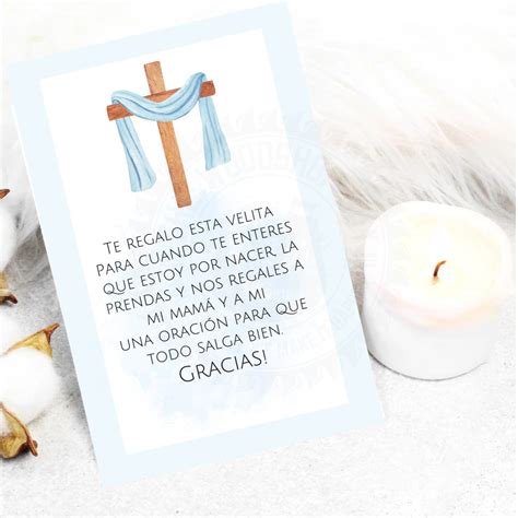 Spanish Baby Shower Card , Spanish Favor Cards, Candle Favors, Recuerdo ...