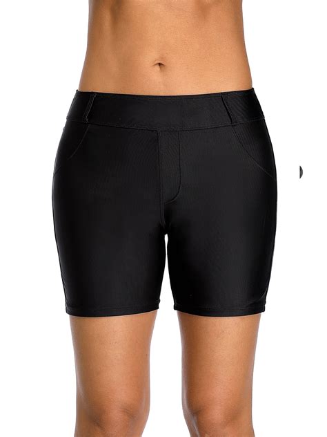 Charmo Women's High Waist Athletic Swim Trunks, Bathing Suit Bottoms ...