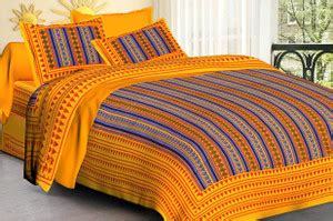 CNA HANDLOOM Cotton Double Flat 160 TC Printed 3 Bedsheets with 6 ...
