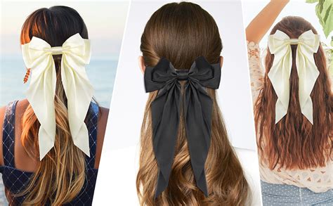 Evolluxi® Big Bow Hair Barrette Clips Soft Satin Silky Bow knot with ...