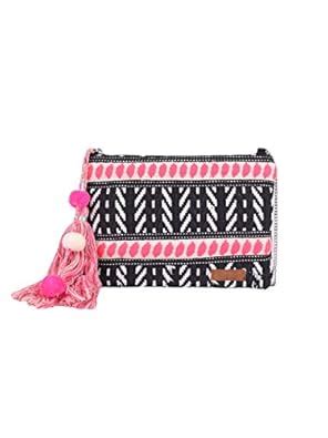 ASTRID Black Textured Sling bag With Tassels (BLACK) : Amazon.in: Fashion