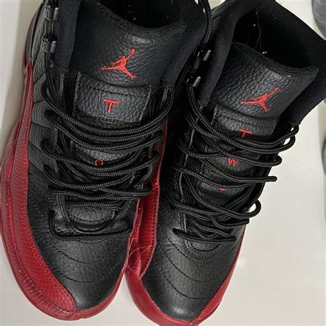 Jordan Red and Black Trainers | Depop