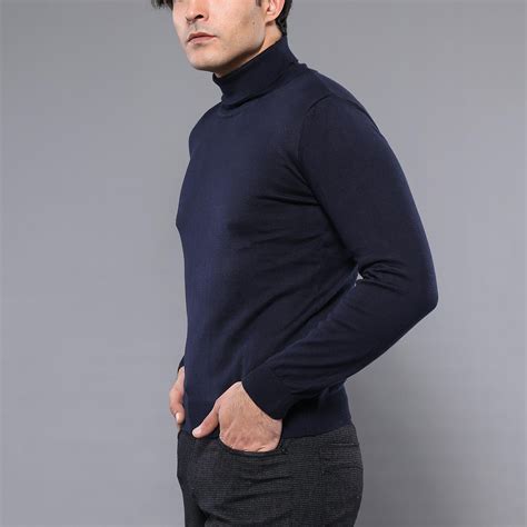 Max Slim Fit Turtleneck Knit Sweater // Navy (S) - Wessi - Touch of Modern