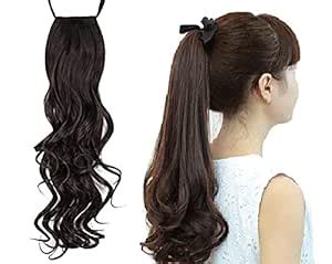 D-DIVINE Ribbon Ponytail Hair Extensions Wavy (Women And Girls) (Brown ...