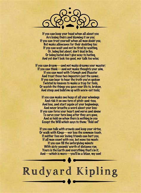 Danetre Gifts A4 Size Parchment Poster Classic Poem Rudyard Kipling If ...