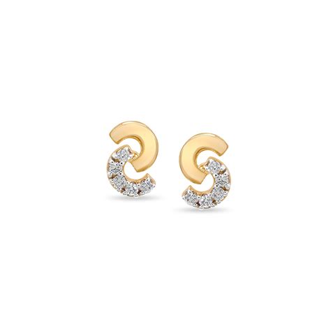14KT Yellow Gold Curvaceous Glimmer Diamond Stud Earring