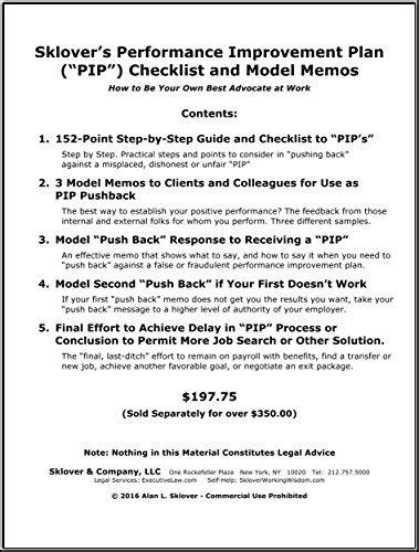 Sklover’s Performance Improvement Plan (“PIP”) Checklist and Model ...