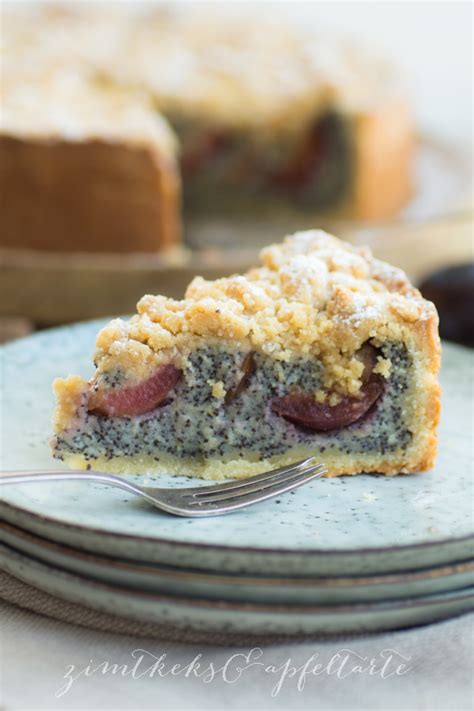 Saftiger Mohn-Pflaumenkuchen mit Streuseln