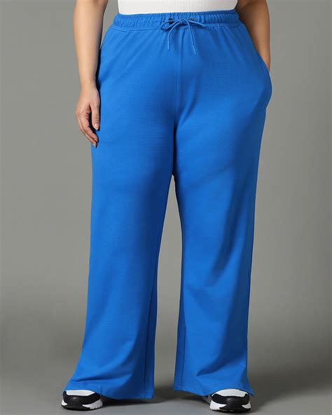 Buy Women's Blue Plus Size Flared Trousers Online at Bewakoof
