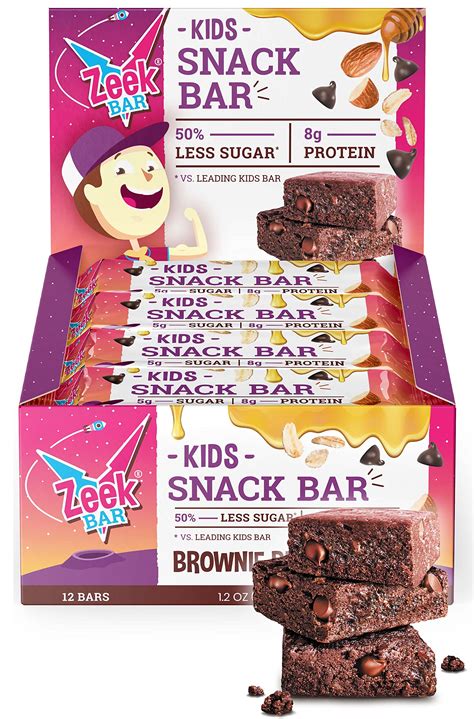 ZEEK BAR Kids Protein Bars | 50% Less Sugar | 8g Protein | Brownie ...