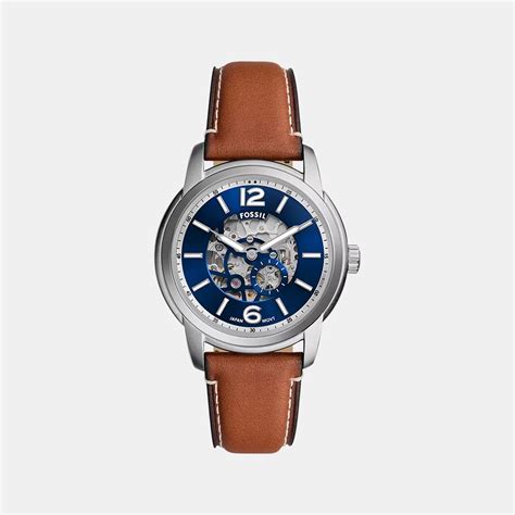 Fossil Fossil Heritage Men Automatic Blue Dial Analog Leather Watch ...