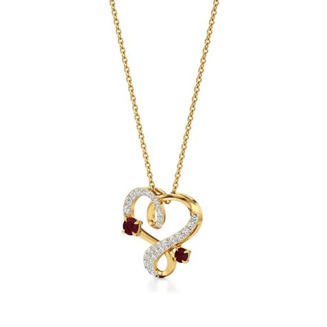 Sneh | Ruby & Round Lab Grown Diamonds Heart Pendant | Nivara