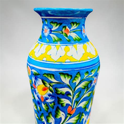 12-inch Blue Pottery Vase – HastKala