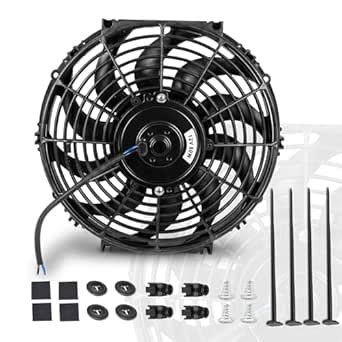 EVERESTWAY 12 Inch 12” Black Universal Electric Radiator Slim Fan 12V ...