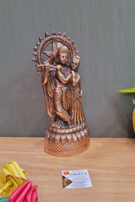 Radha Krishna Statue Copper coated Aluminium Idol Pooja Decor Golu ...