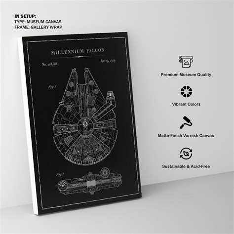 Chalk Millennium Falcon: Buy Premium Framed Blueprints & Patent Art ...