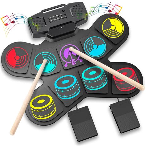 Buy Electronic Drum Set, Uverbon Electric Drum Kit for Kids Colorful ...