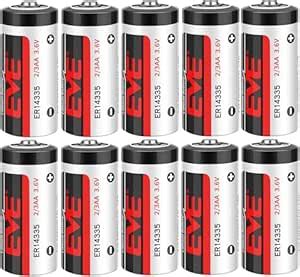 (10-Pcs) ER14335 2/3AA Battery 3.6V 1650mAh Primary Lithium Battery (3. ...