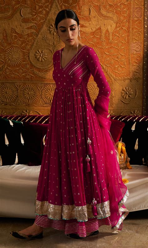 Phillauri Rani Pink Angrakha Style Anarkali With Sharara And Dupatta ...