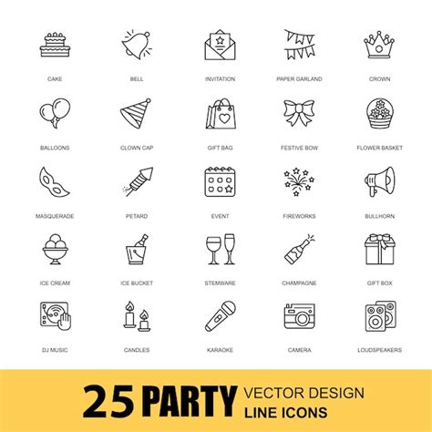 Premium Vector | Vector party line icon set