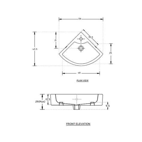 Hindware - Wall Mounted Corner White Wash Basin - CLARET 10076 by Decure.in