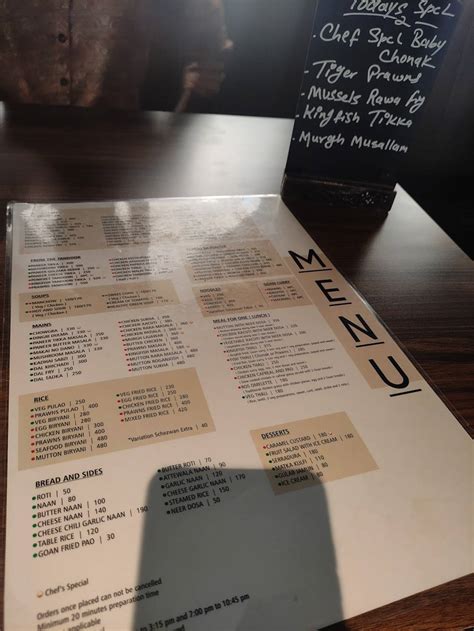 Menu at MASAK by Tato's, Panaji