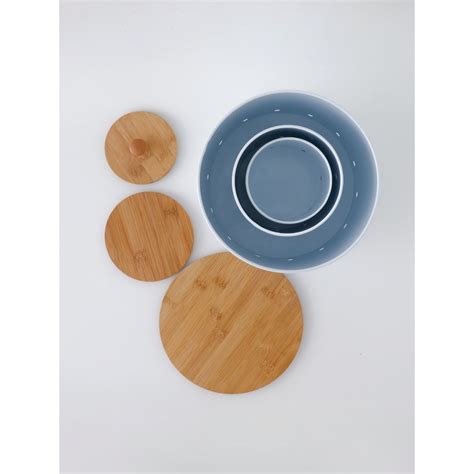 Buy UMAI Veggie Storage White and Brown Lid (Set of 3) Online