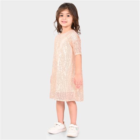 Girls Champagne Sequence Oversized Party Dress – BONKIDS