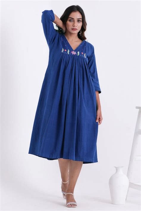 Bebaak Shama Flowy Pure Cotton Hand Embroidered Dress – Okhaistore