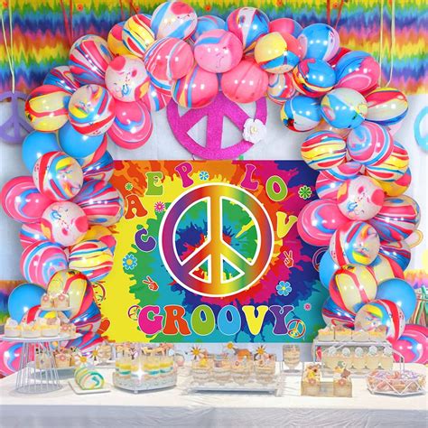 60’s Hippie Theme Party Decorations, 1960s Groovy Photo Backdrop, Tie ...